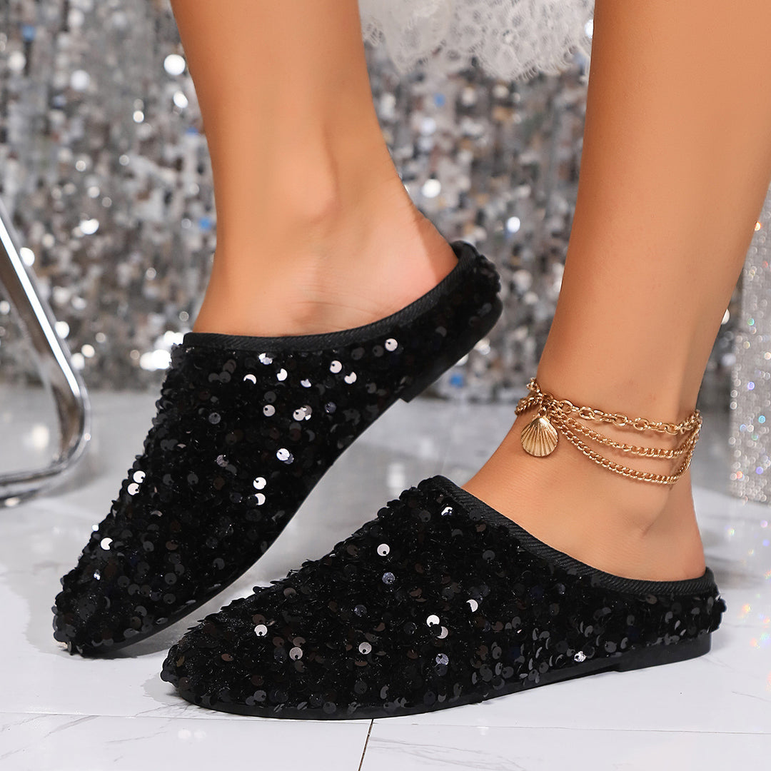 Damen Glitzernde Slippers mit funkelnden Pailletten und weichem Innenmaterial R&B