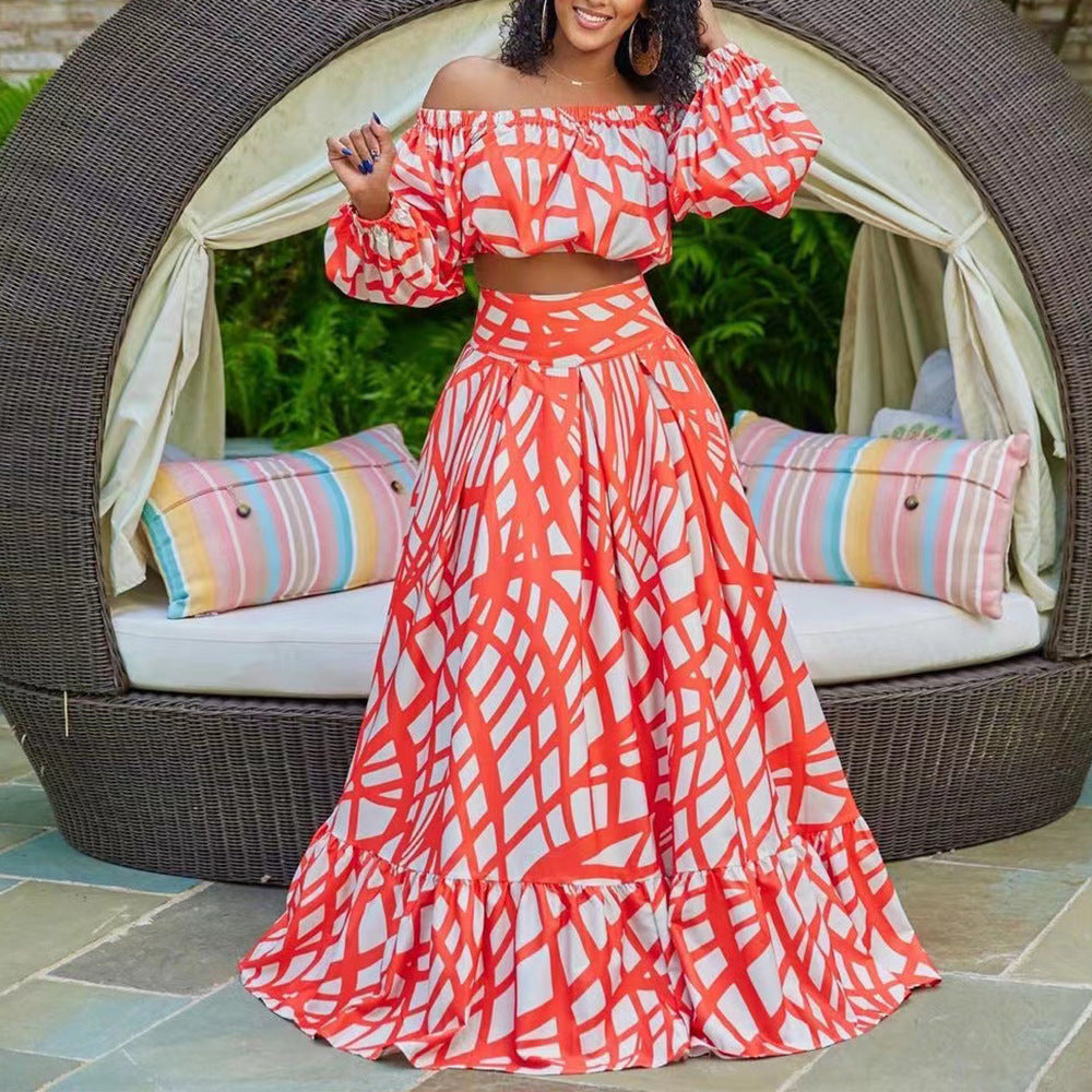 Damen Maxikleid mit überschnittenen Ärmeln und weitem Rock R&B
