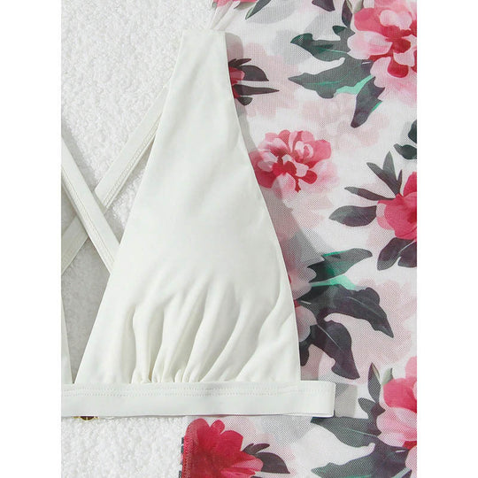 Damen Bikini-Set mit floralem Maxi-Rock R&B