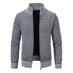 Herren Strickjacke mit modernem Zipper und hochwertigem Muster