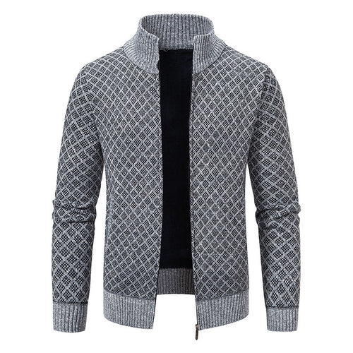 Herren Strickjacke mit modernem Zipper und hochwertigem Muster R&B