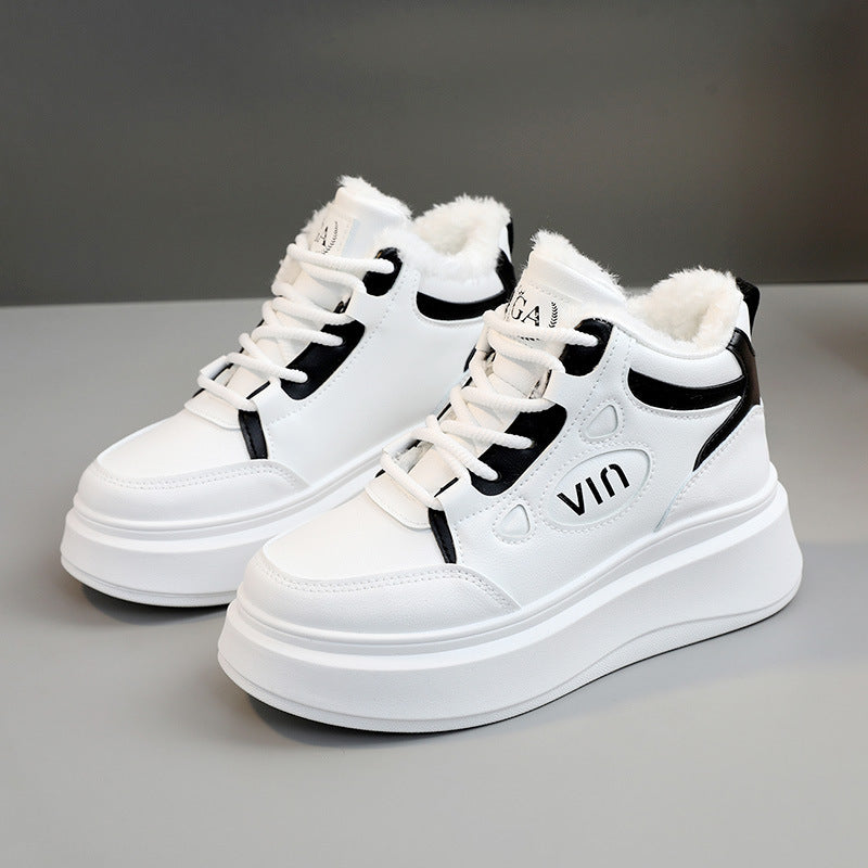 Damen modische High-Top Sneakers mit kuscheligem Innenfutter und robustem Sohlenprofil R&B