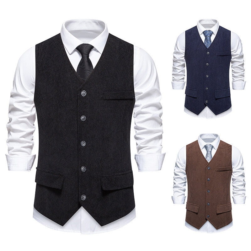 Herren eleganter Anzugweste mit strukturiertem Design und praktischen Taschen