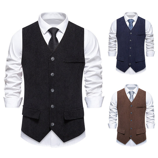 Herren eleganter Anzugweste mit strukturiertem Design und praktischen Taschen R&B