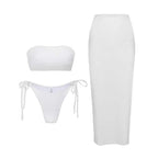 Damen Bikini-Set mit elegantem Bandeau-Oberteil und verspieltem Maxirock R&B