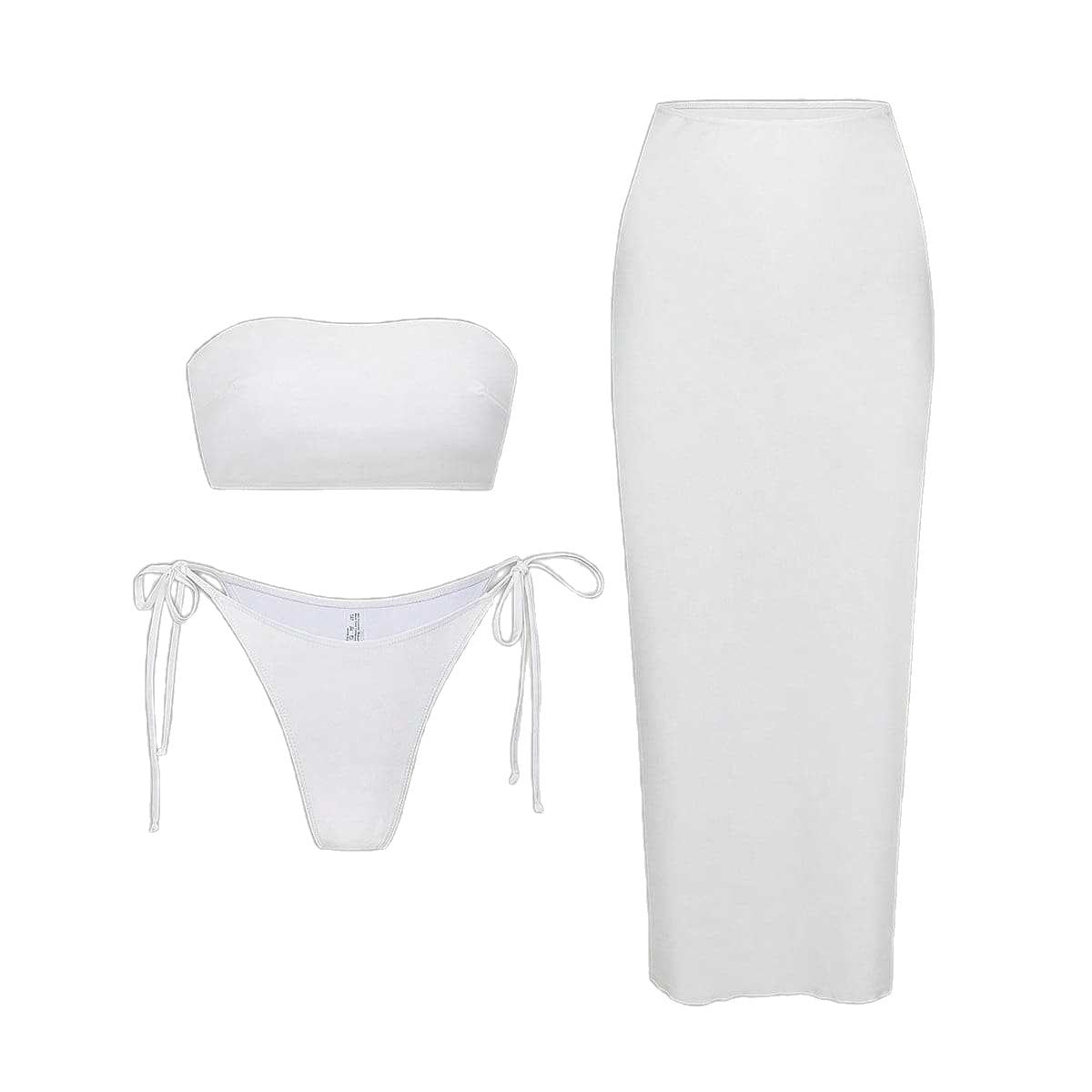 Damen Bikini-Set mit elegantem Bandeau-Oberteil und verspieltem Maxirock R&B