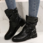 Damen Stiefeletten mit modischem Falten-Design und dekorativem Schleifenverschluss R&B