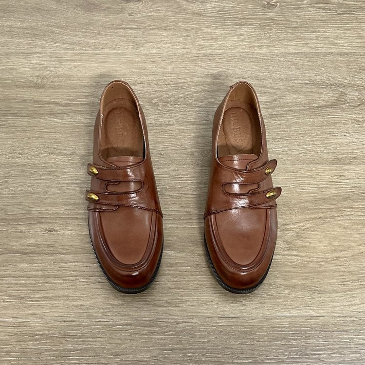 Damen elegante Mokassins mit modischen Doppelschnallen R&B