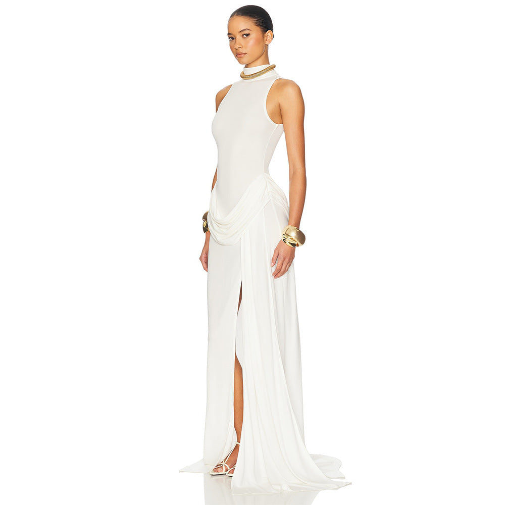Damen Maxikleid mit figurbetontem Schnitt und elegantem Drapierungselement R&B