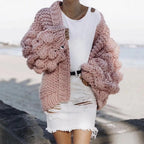 Damen Grob gestrickter Oversized Cardigan mit voluminösen Ärmeln R&B