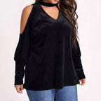 Damen Elegantes und glitzerndes Oberteil mit kalten Schultern R&B