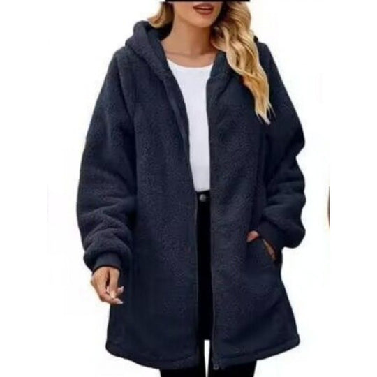 Damen weiche und kuschelige Fleecejacke mit Kapuze und Seitentaschen R&B