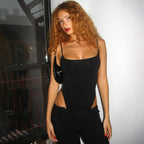Damen hochgeschnittener Badeanzug mit verstellbaren Spaghettiträgern und minimalistischer Silhouette R&B