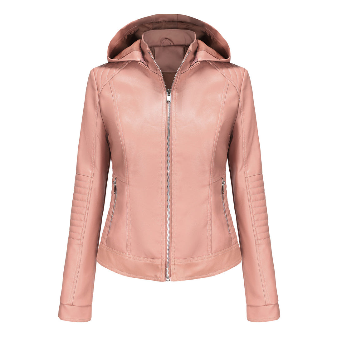 Damen Kapuzenjacke aus hochwertigem Kunstleder R&B