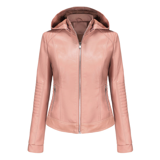 Damen Kapuzenjacke aus hochwertigem Kunstleder R&B