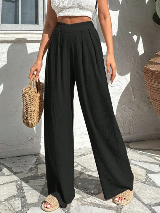 Damen weite Stoffhose mit eleganter Bundfaltenführung R&B