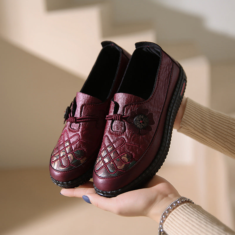 Damen bequeme Mokassins mit floralem Design