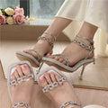 Damen elegante High Heel Sandalen mit funkelndem Strass R&B
