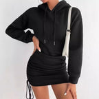 Damen Kapuzenkleid mit gerafftem Saum und bequemem Schnitt R&B