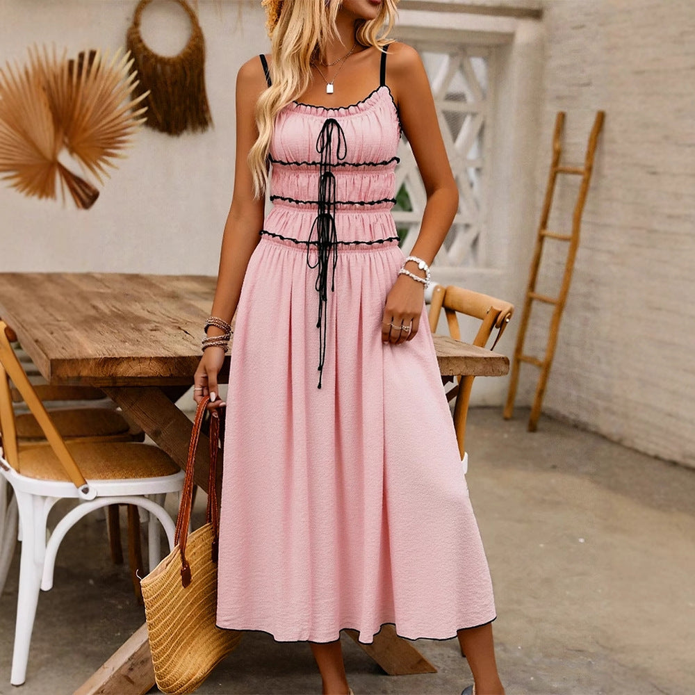 Damen Maxikleid mit raffinierten Raffungseffekten und verstellbaren Trägern R&B