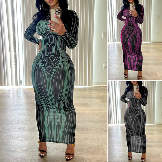 Damen Maxikleid mit strukturiertem Design R&B