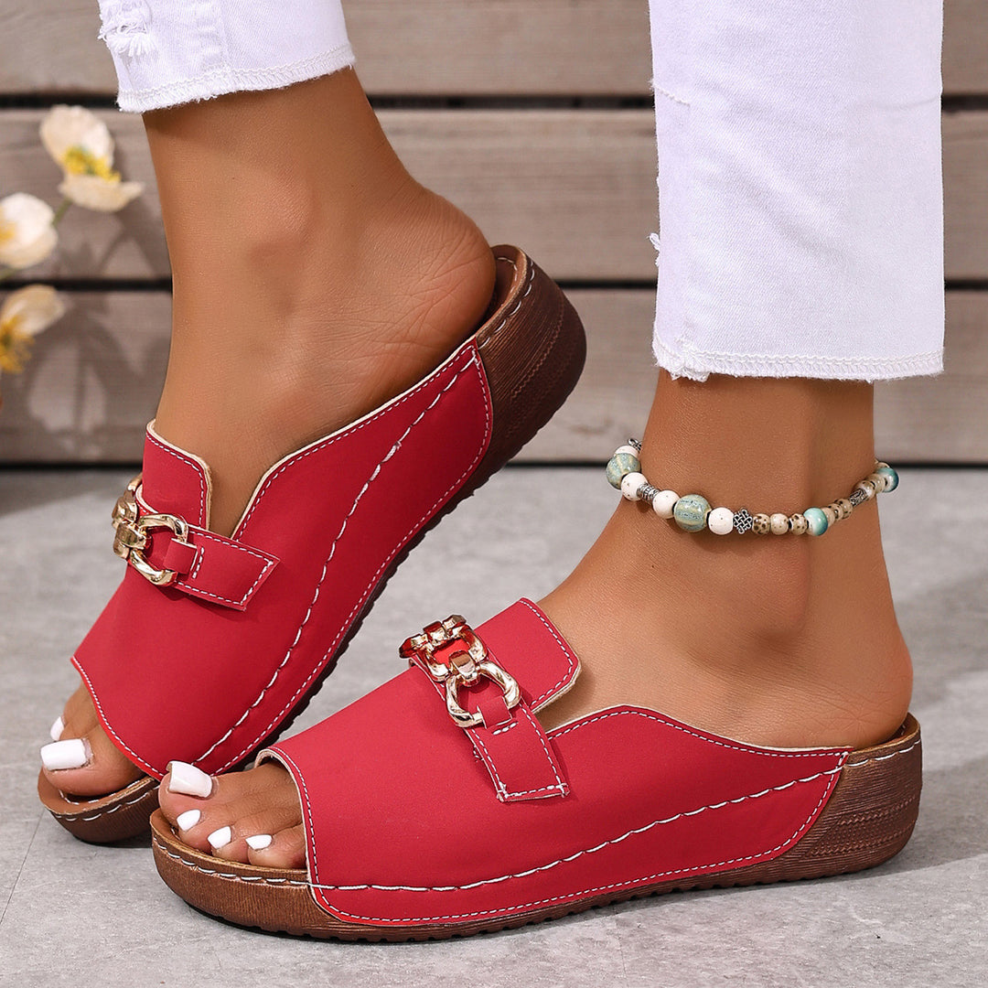 Damen Mules mit eleganter Kettenverzierung und komfortablem Fußbett R&B