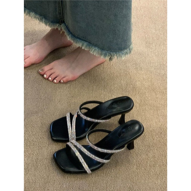 Damen Glamouröse High Heel Sandalen mit funkelnden Riemen R&B