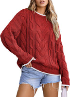 Damen Strickpullover mit grobem Zopfmuster R&B