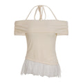 Damen Off-Shoulder Oberteil mit Rüschensaum R&B