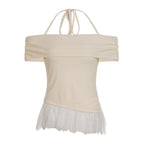 Damen Off-Shoulder Oberteil mit Rüschensaum R&B