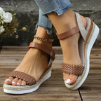 Damen Wedge-Sandalen mit geflochtenem Obermaterial und rutschfester Sohle