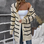 Damen Offene Strickjacke mit Streifenmuster R&B