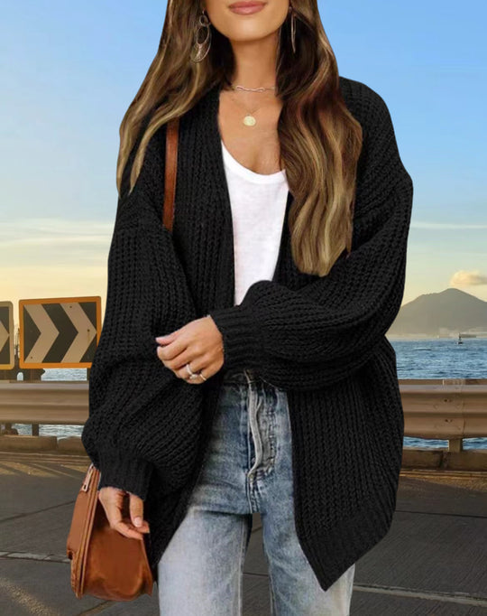 Damen Grobstrick Cardigan mit weitem Schnitt R&B