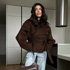 Damen Gemütliches Crop-Pullover-Set aus weichem Material mit reißerisch-verschlossenem Kragen R&B