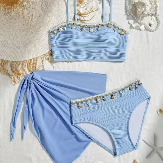 Damen Bikini-Set mit hoch taillierter Hose und modischem Rüschendesign R&B