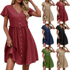 Damen Drehkleid mit Knopfleiste und Taschen R&B