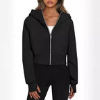 Damen cropped Kapuzenjacke mit durchgehendem Reißverschluss R&B