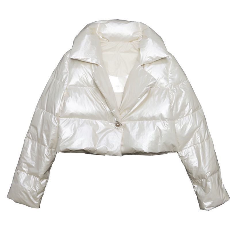 Damen modische glänzende Kurzjacke mit Kragen R&B