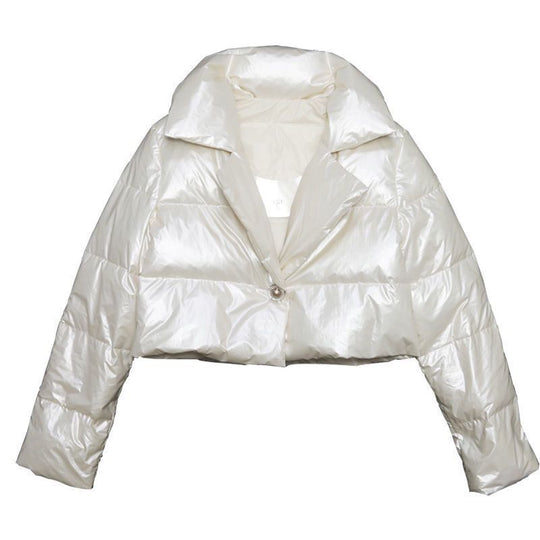 Damen modische glänzende Kurzjacke mit Kragen R&B