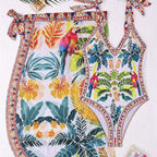 Damen Schwimmkleid mit floralem Design und Überwurf