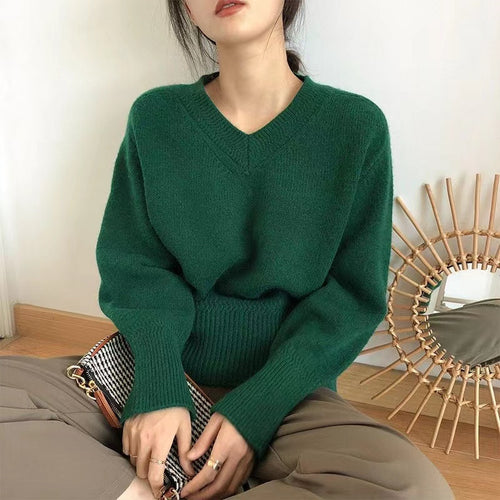 Damen V-Ausschnitt Pullover aus weichem Strick R&B