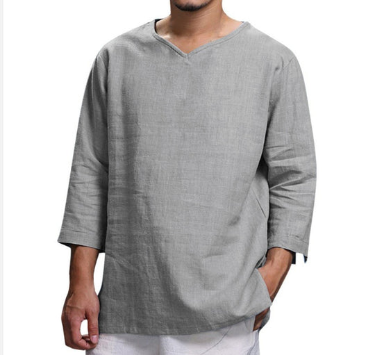 Herren Leichte Leinenbluse R&B