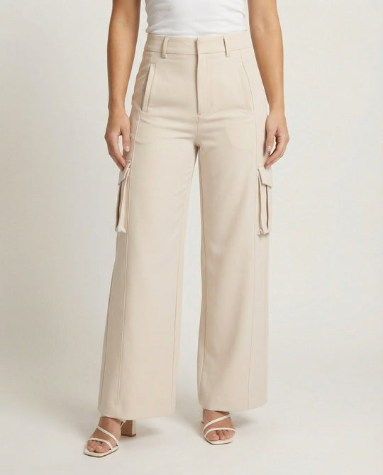 Damen Elegante High-Waist Cargohose mit lässigen Seitentaschen R&B