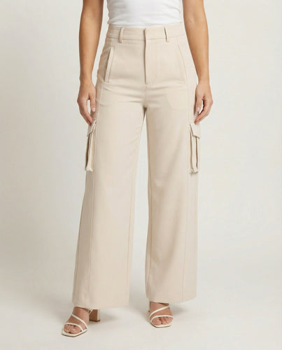 Damen Elegante High-Waist Cargohose mit lässigen Seitentaschen R&B