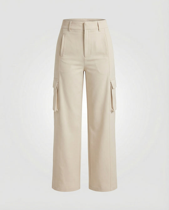 Damen Elegante High-Waist Cargohose mit lässigen Seitentaschen R&B