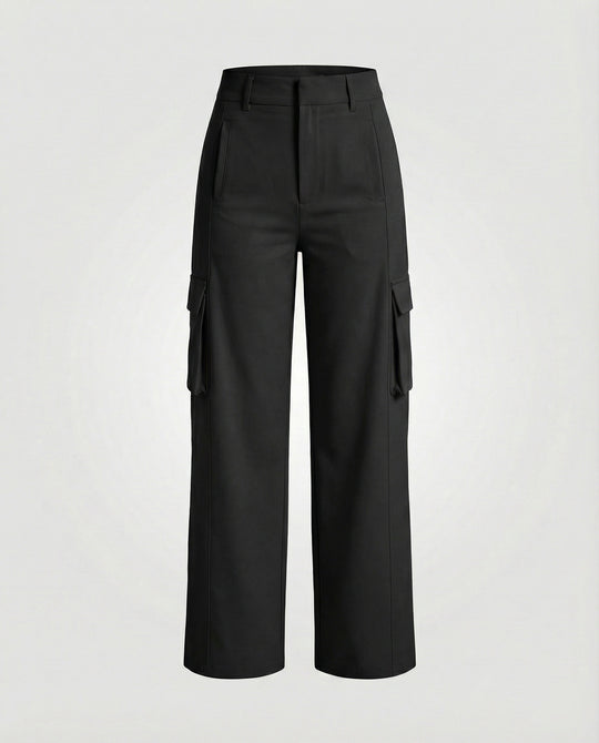 Damen Elegante High-Waist Cargohose mit lässigen Seitentaschen R&B