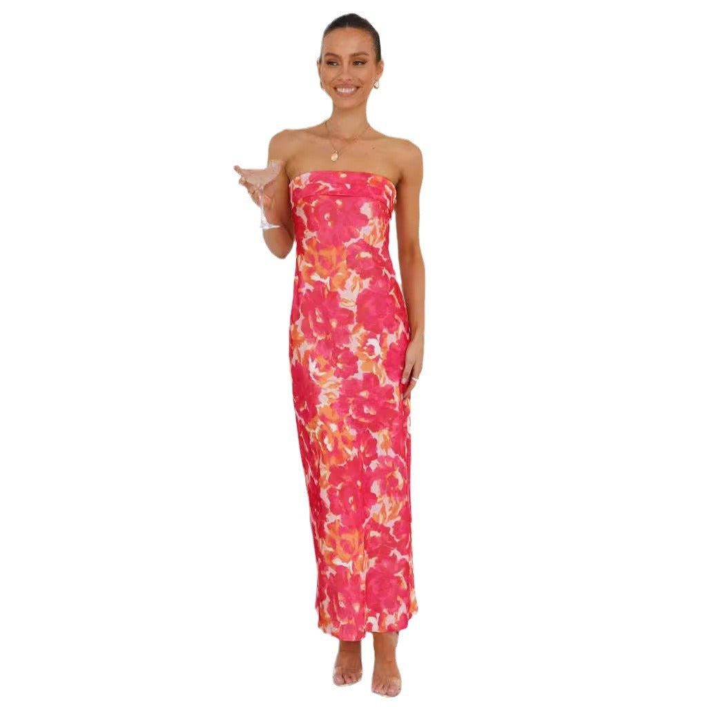 Damen Maxi-Kleid mit schulterfreiem Design und fließendem Schnitt R&B