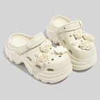 Damen Dekorative Clogs mit floralen Applikationen und rutschfester Sohle