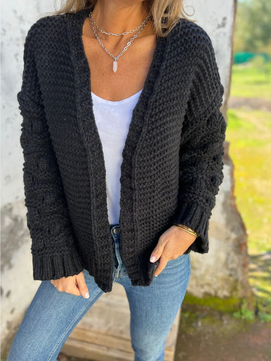 Damen Strickjacke mit floralem Design und oversize Passform R&B