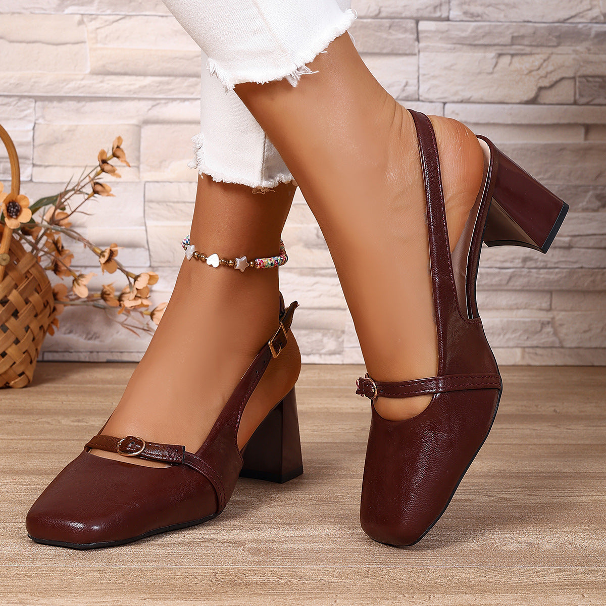 Damen Slingback-Pumps mit komfortablem Blockabsatz R&B